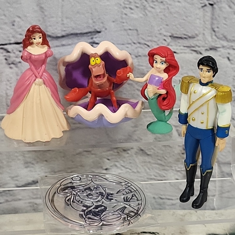 Disney The Little Mermaid Ariel Eric Sebastian Figure Lot Color-In‎ Suncatchers
